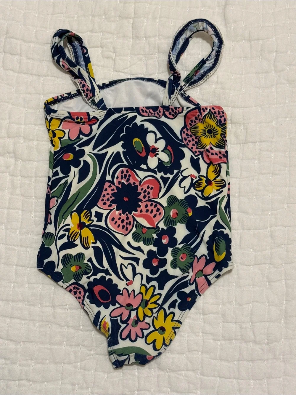 Roller Rabbit Navy Floral One-Piece Swimsuit with Pink & Yellow Flowers 18-24m